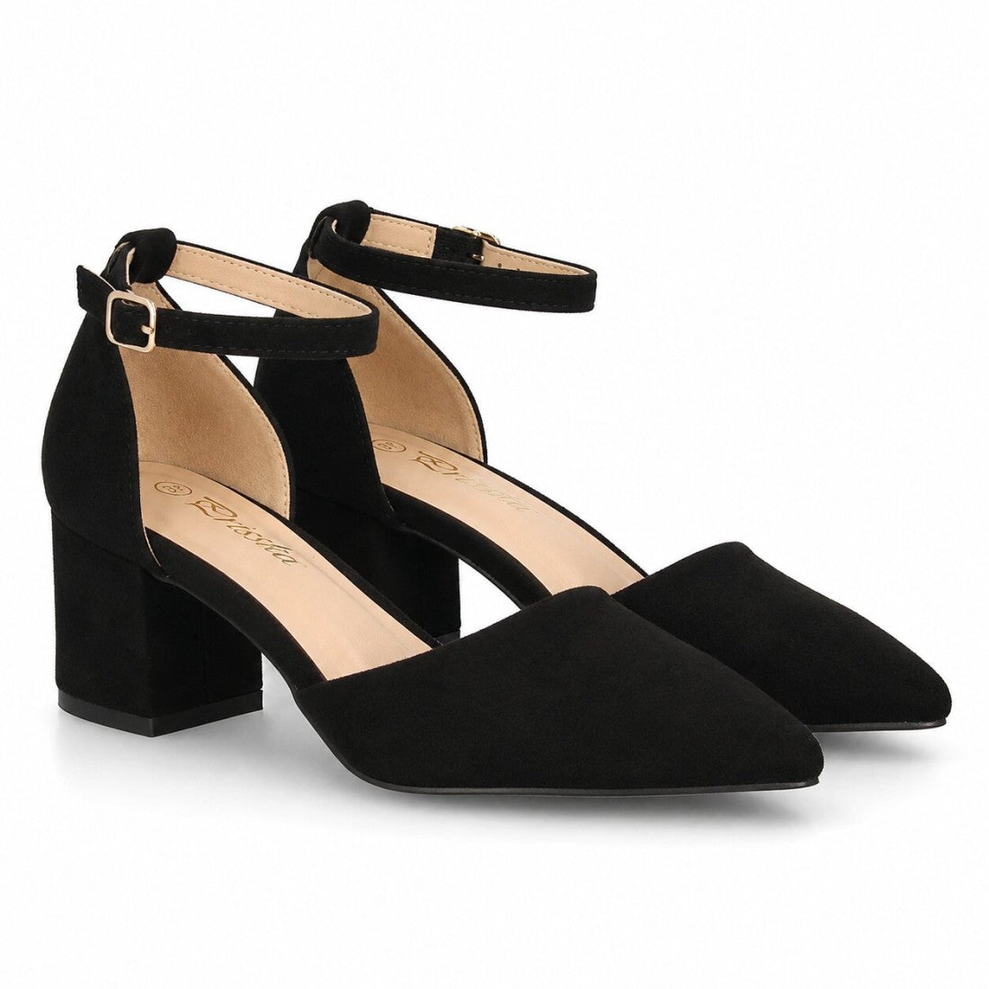 De salón negro para mujer con escote lateral abierto y pulsera con hebilla