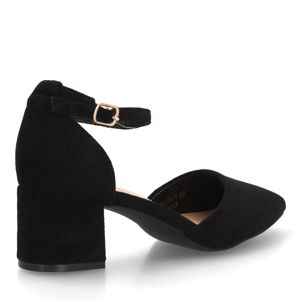 De salón negro para mujer con escote lateral abierto y pulsera con hebilla