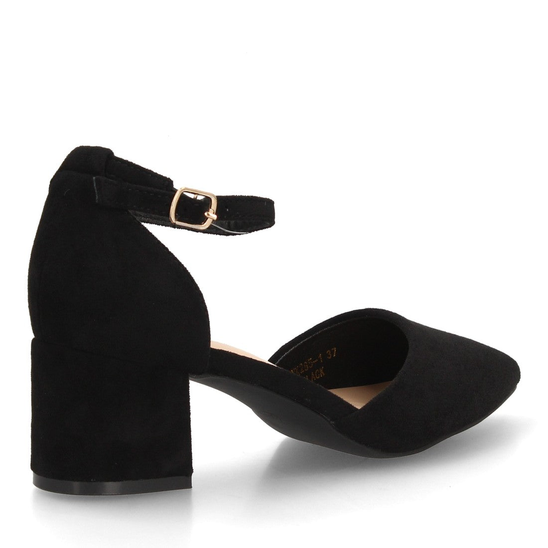 De salón negro para mujer con escote lateral abierto y pulsera con hebilla