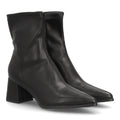 Botines negros minimalistas con caña elástica y tacón ancho para mujer