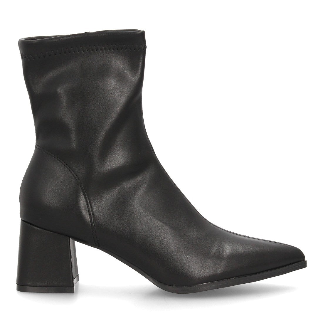 Botines negros minimalistas con caña elástica y tacón ancho para mujer