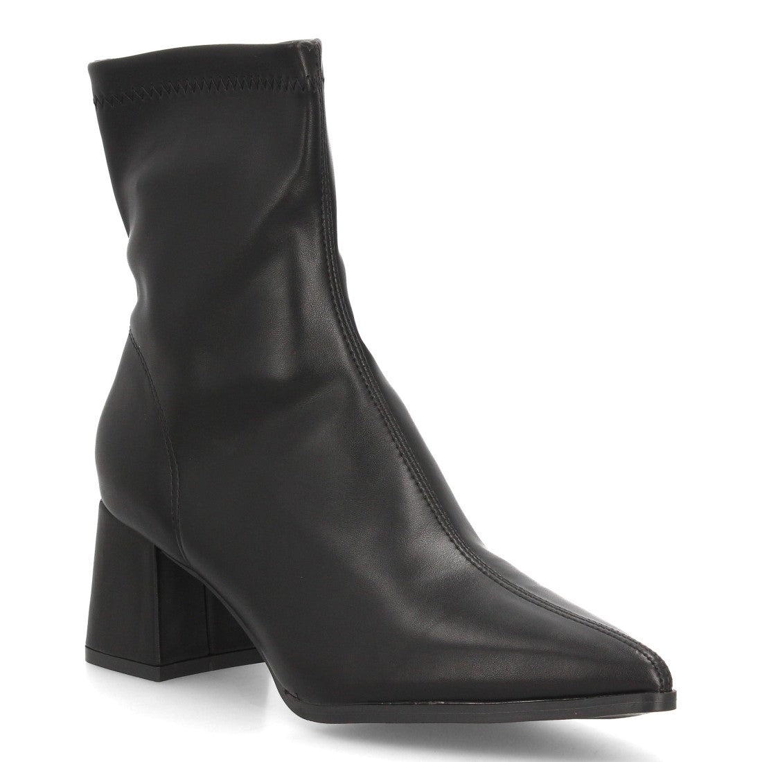 Botines negros minimalistas con caña elástica y tacón ancho para mujer