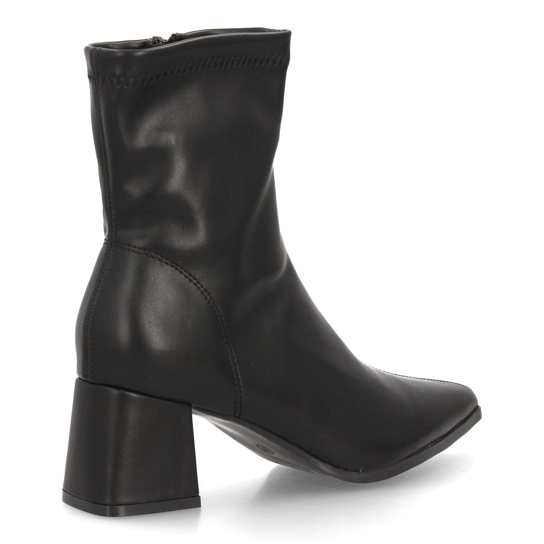 Botines negros minimalistas con caña elástica y tacón ancho para mujer