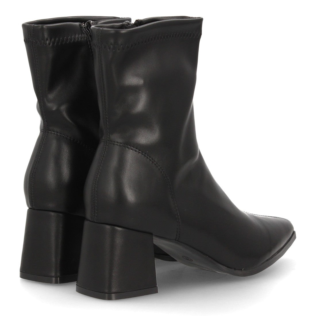 Botines negros minimalistas con caña elástica y tacón ancho para mujer