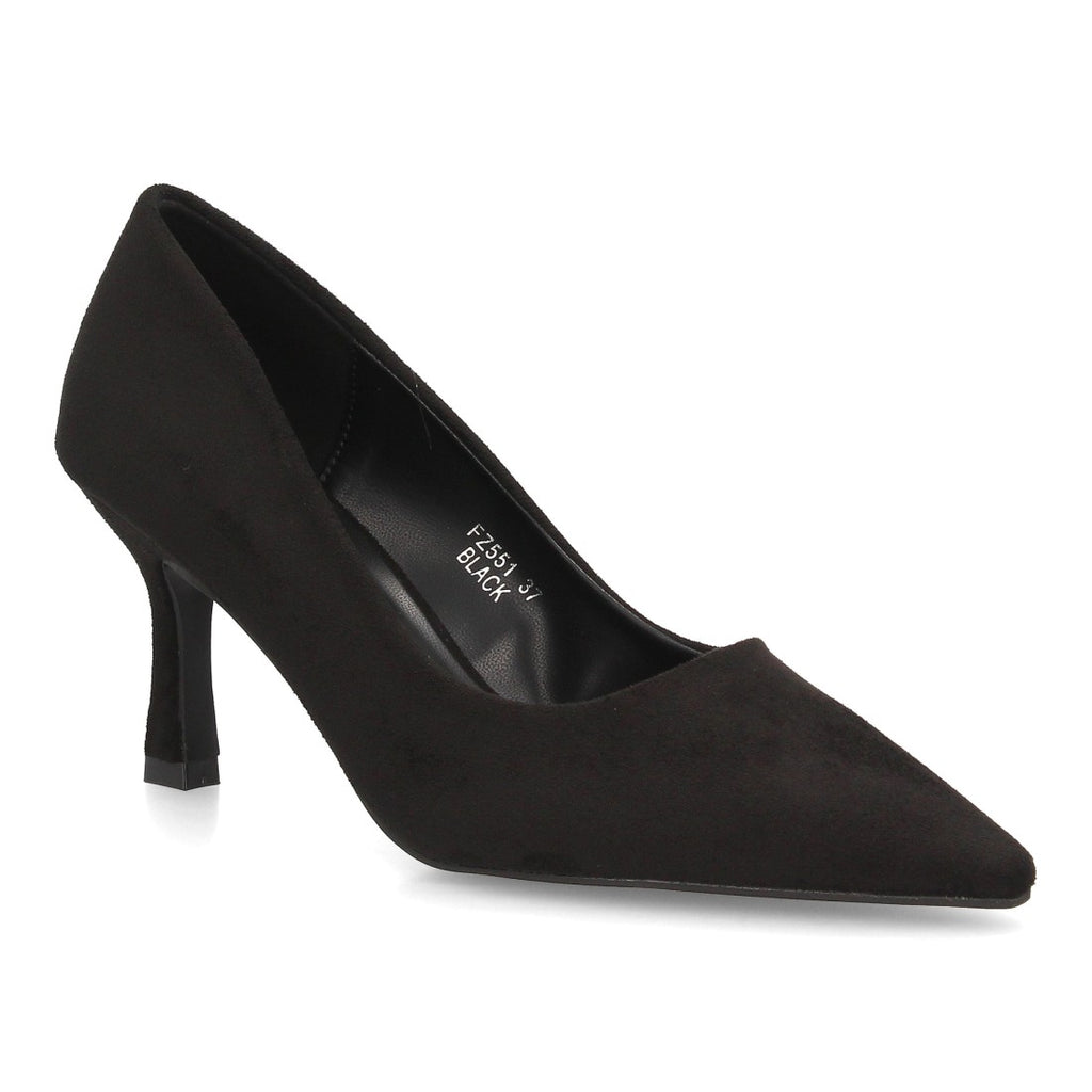 Zapatos De Salón Con Tacón Fino, Punta Afilada Y Adorno Metálico Con Suela De Gel Color Negro en vista principal para mujer