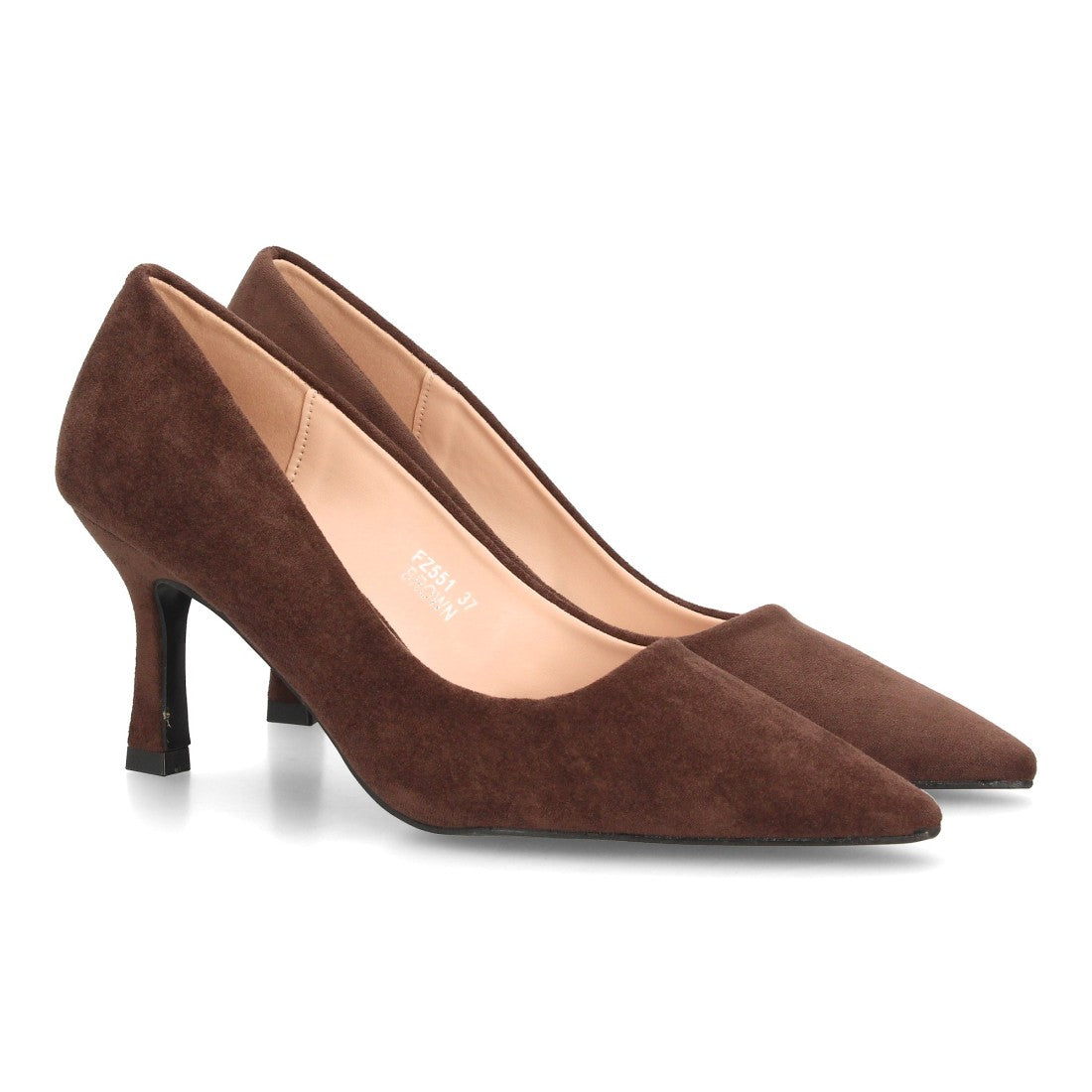 Zapatos De Salón Con Tacón Fino, Punta Afilada Y Adorno Metálico Con Suela De Gel Color Marron en vista principal para mujer
