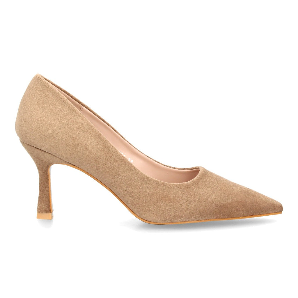 Zapatos De Salón Con Tacón Fino, Punta Afilada Y Adorno Metálico Con Suela De Gel Color Kaki en vista principal para mujer