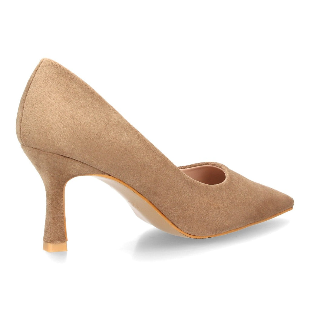 Zapatos De Salón Con Tacón Fino, Punta Afilada Y Adorno Metálico Con Suela De Gel Color Kaki en vista principal para mujer