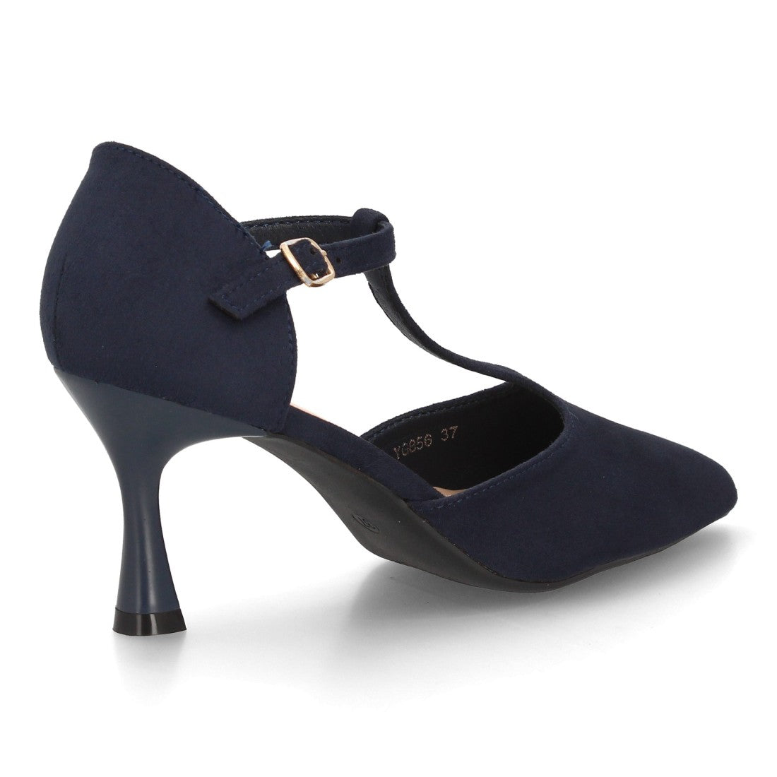 Zapatos De Tacón Medio Con Tira En T Y Cierre De Hebilla Estilo Salón Color Azul en vista principal para mujer