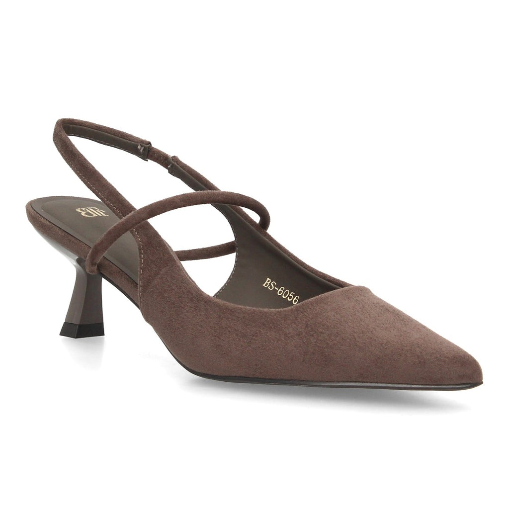 Zapatos De Salón Con Tacón Fino, Punta Afilada Y Adorno Metálico Con Suela De Gel Color Gris en vista principal para mujer