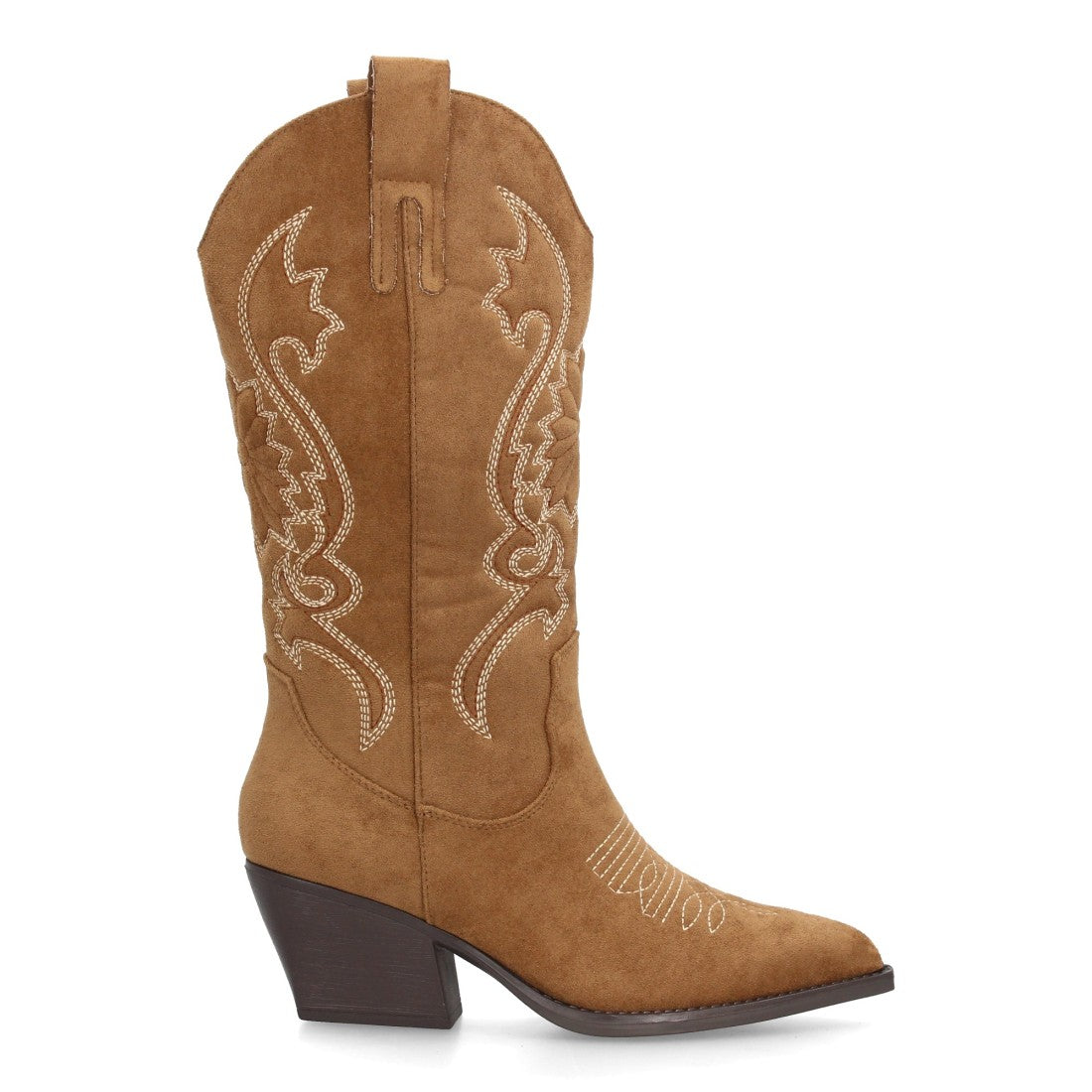 Botas camperas marrón de caña alta con bordados western para mujer