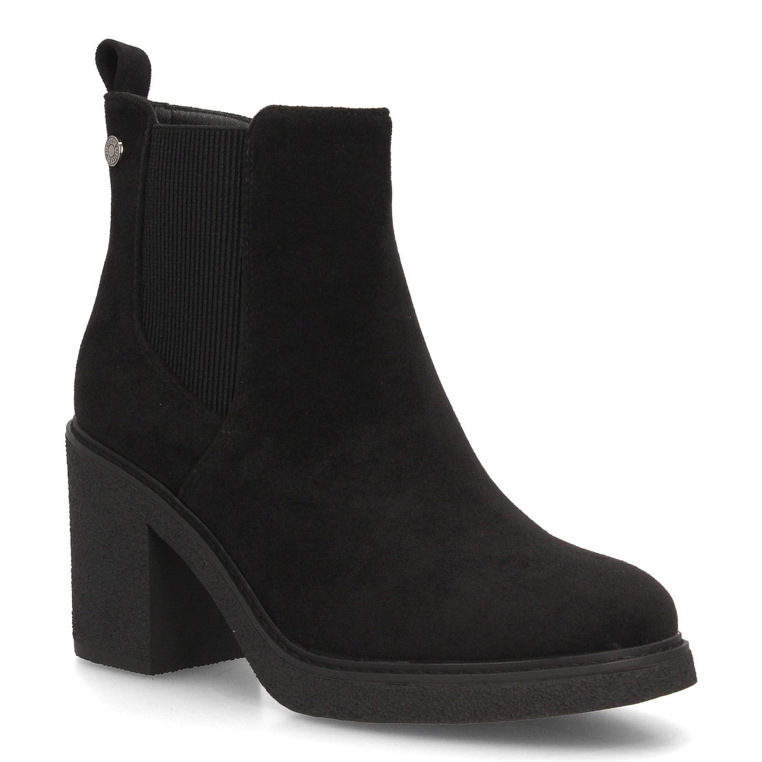 Botines Elegantes De Tacón Ancho Y Acabado Suave Para Mujer Color Negro en vista principal para mujer