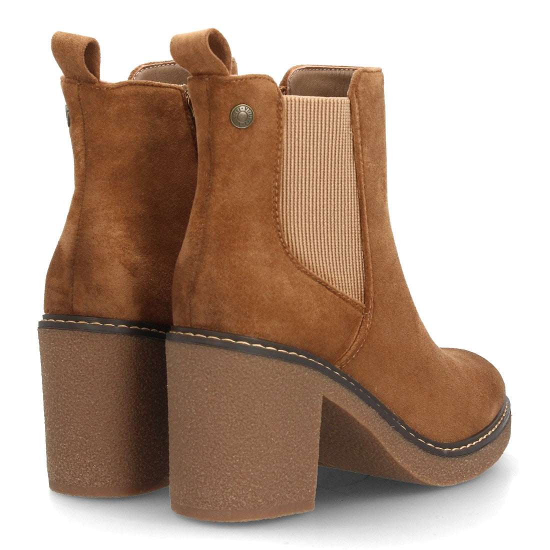 Botín Chelsea kaki para mujer con elásticos laterales y efecto ante