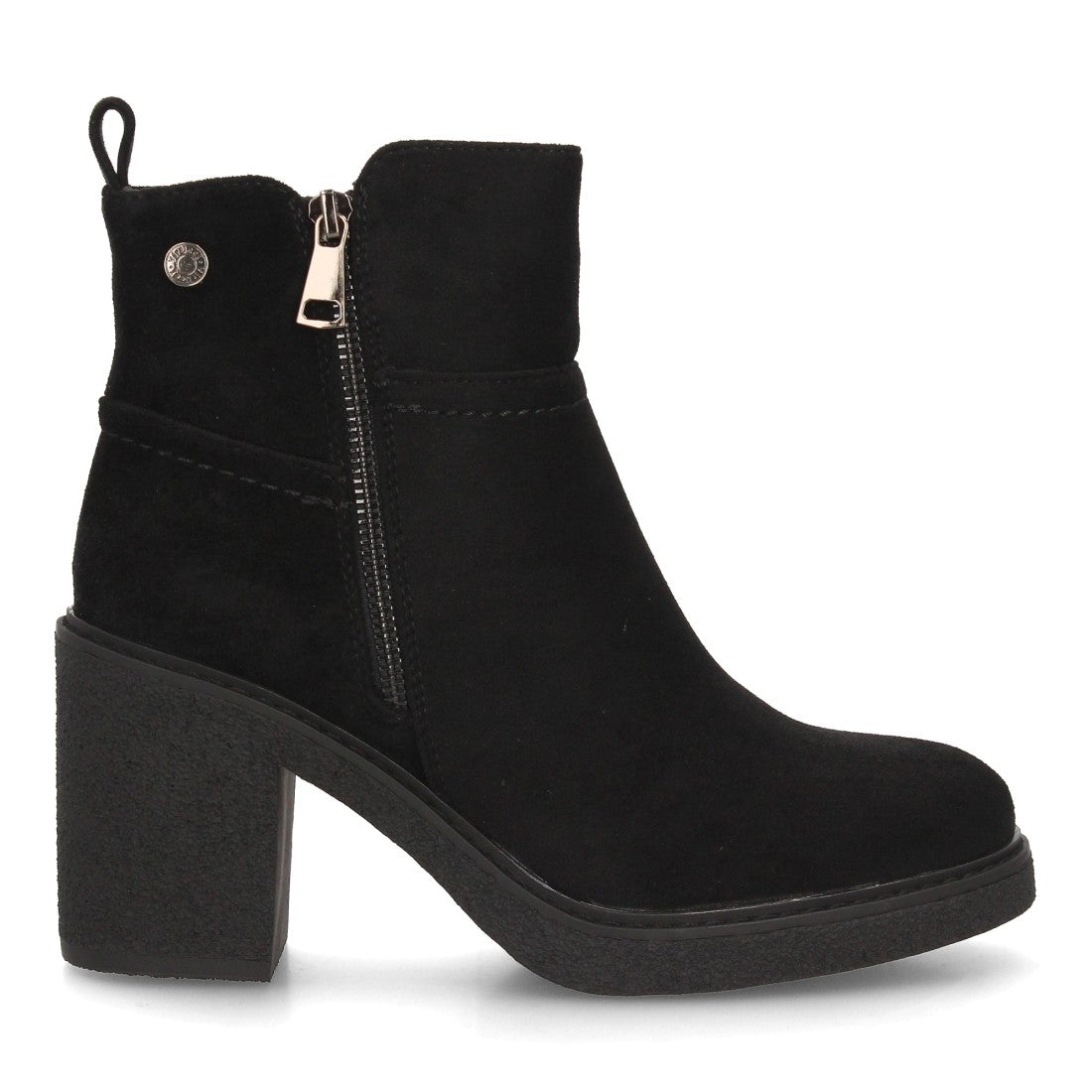 Botines Elegantes De Tacón Ancho Y Acabado Suave Para Mujer Color Negro en vista principal para mujer