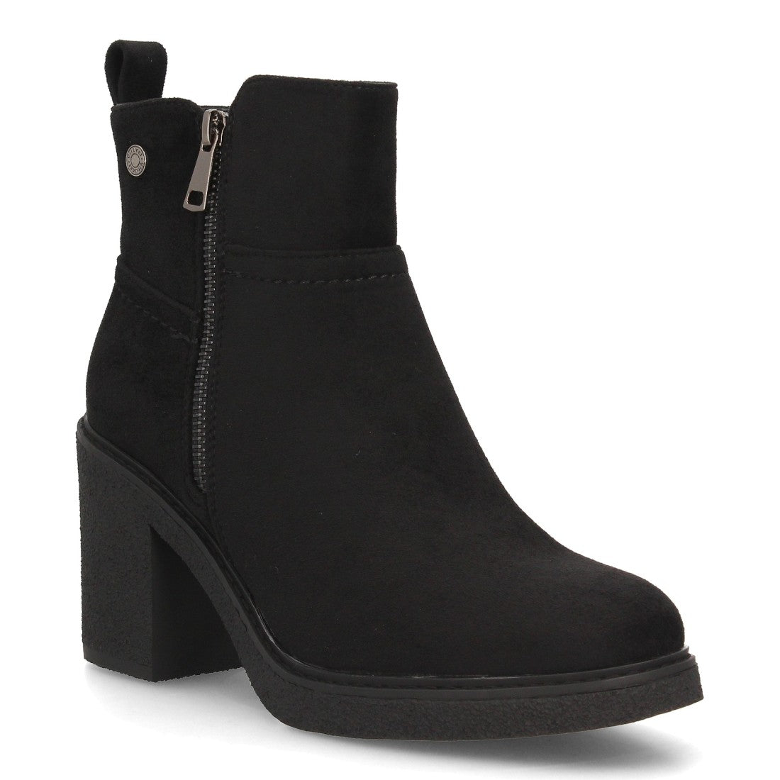 Botines Elegantes De Tacón Ancho Y Acabado Suave Para Mujer Color Negro en vista principal para mujer