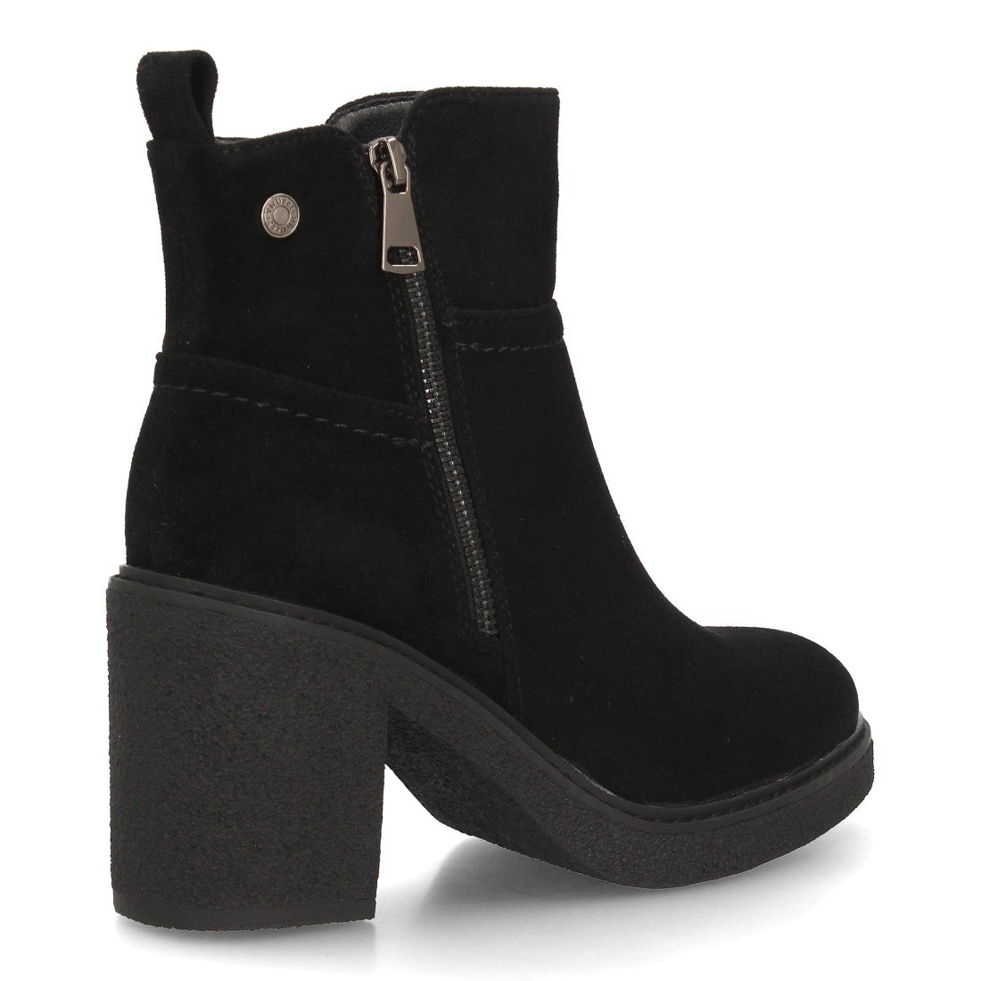 Botines Elegantes De Tacón Ancho Y Acabado Suave Para Mujer Color Negro en vista principal para mujer