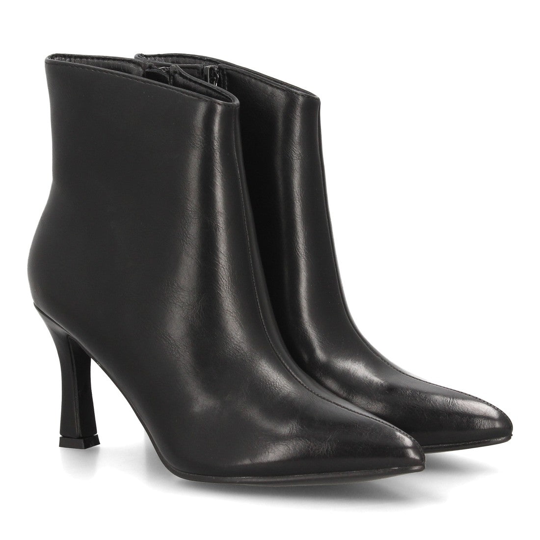 Botines Elegantes De Tacón Ancho Y Acabado Suave Para Mujer Color Negro en vista principal para mujer