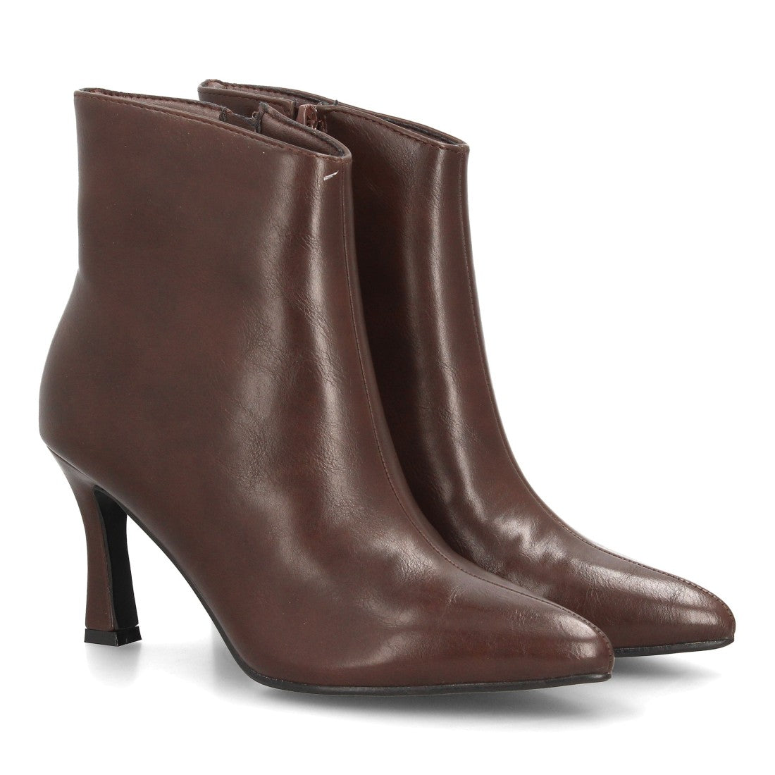 Botines Elegantes De Tacón Ancho Y Acabado Suave Para Mujer Color Marron en vista principal para mujer
