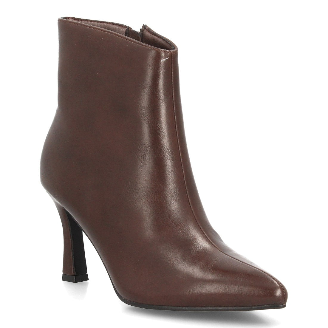 Botines Elegantes De Tacón Ancho Y Acabado Suave Para Mujer Color Marron en vista principal para mujer