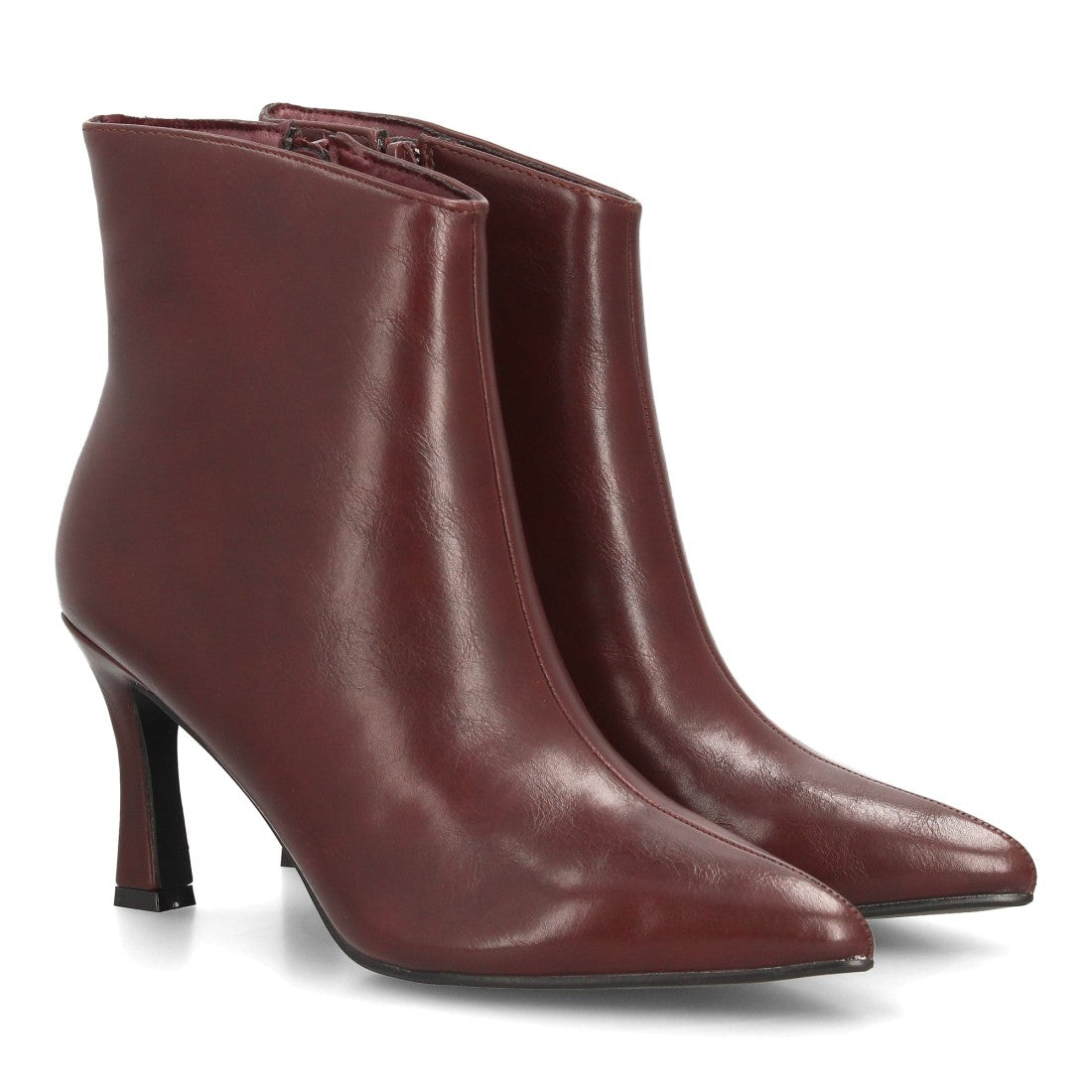 Botines Elegantes De Tacón Ancho Y Acabado Suave Para Mujer Color Burdeos en vista principal para mujer