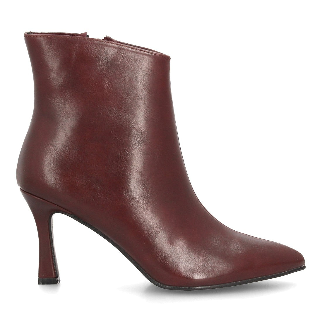 Botines Elegantes De Tacón Ancho Y Acabado Suave Para Mujer Color Burdeos en vista principal para mujer