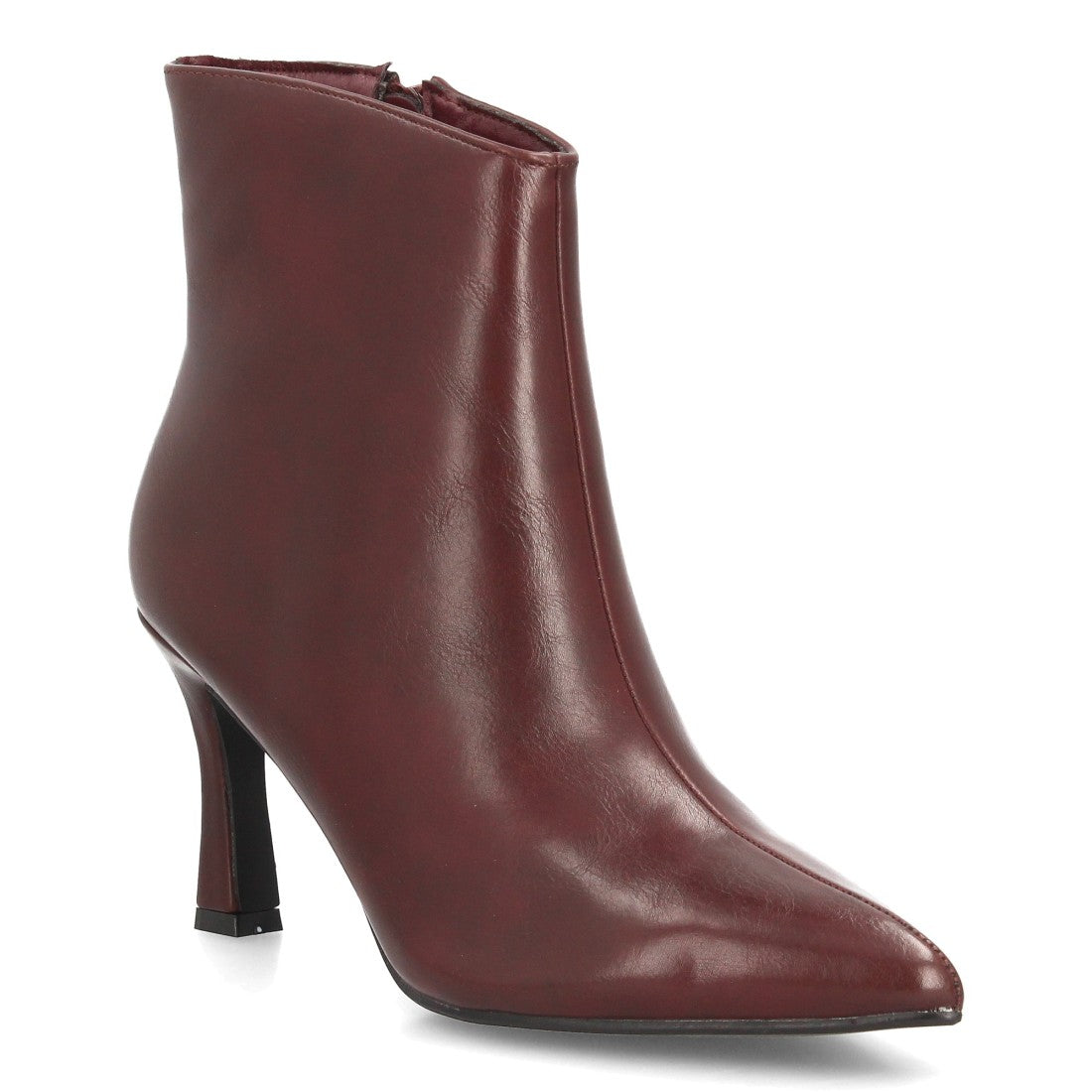Botines Elegantes De Tacón Ancho Y Acabado Suave Para Mujer Color Burdeos en vista principal para mujer