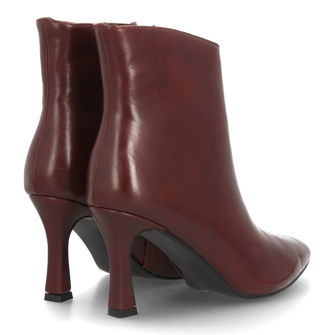 Botines Elegantes De Tacón Ancho Y Acabado Suave Para Mujer Color Burdeos en vista principal para mujer