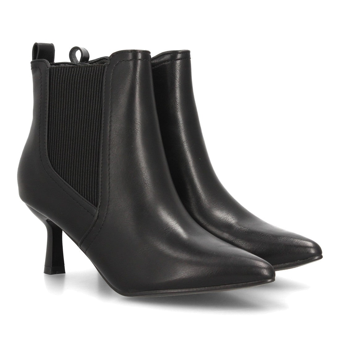 Botines Elegantes De Tacón Ancho Y Acabado Suave Para Mujer Color Negro en vista principal para mujer