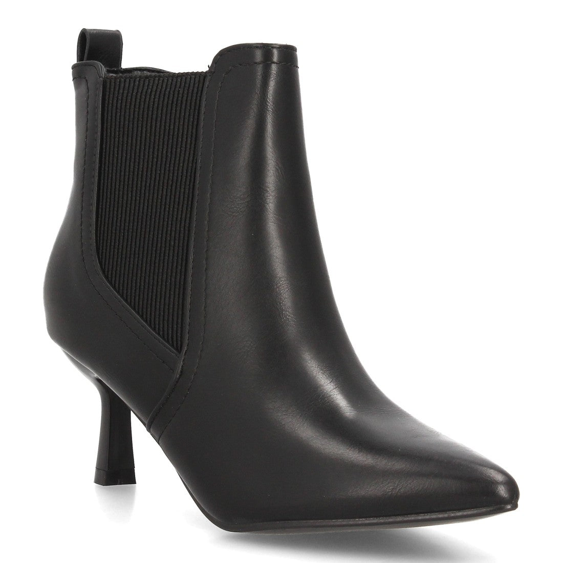 Botines Elegantes De Tacón Ancho Y Acabado Suave Para Mujer Color Negro en vista principal para mujer