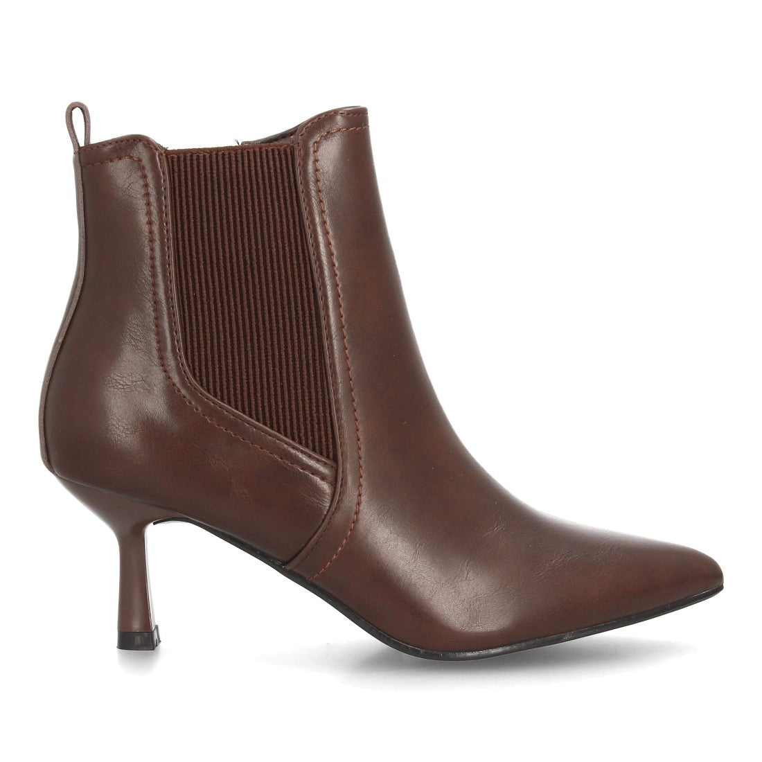 Botines Elegantes De Tacón Ancho Y Acabado Suave Para Mujer Color Marron en vista principal para mujer