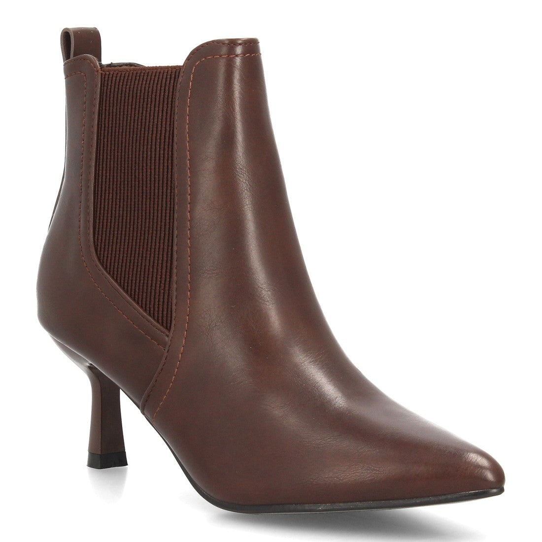 Botines Elegantes De Tacón Ancho Y Acabado Suave Para Mujer Color Marron en vista principal para mujer