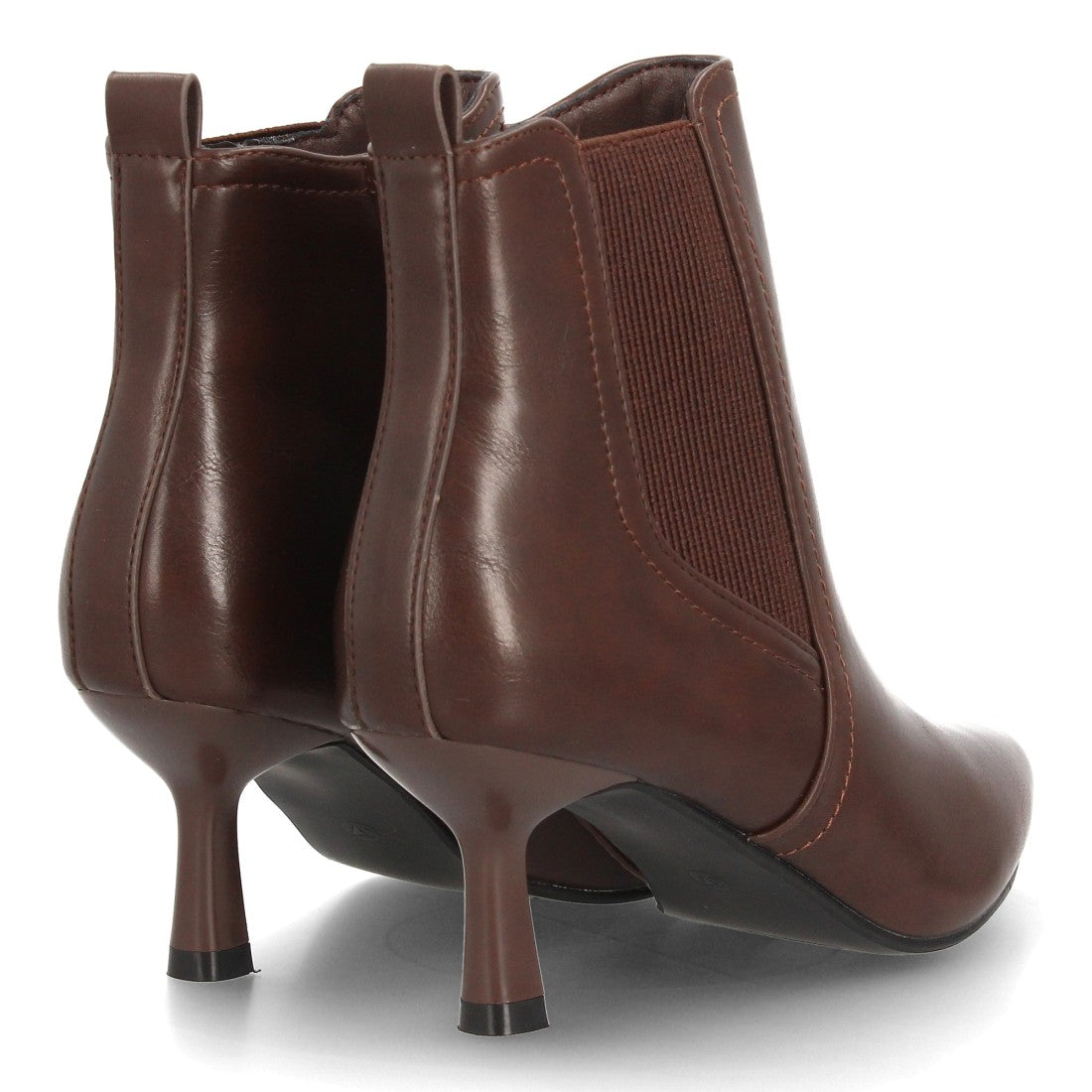 Botines Elegantes De Tacón Ancho Y Acabado Suave Para Mujer Color Marron en vista principal para mujer