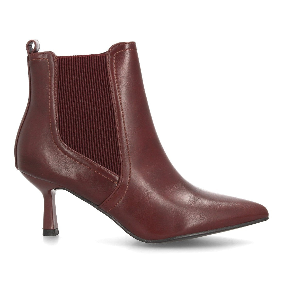 Botines Elegantes De Tacón Ancho Y Acabado Suave Para Mujer Color Burdeos en vista principal para mujer