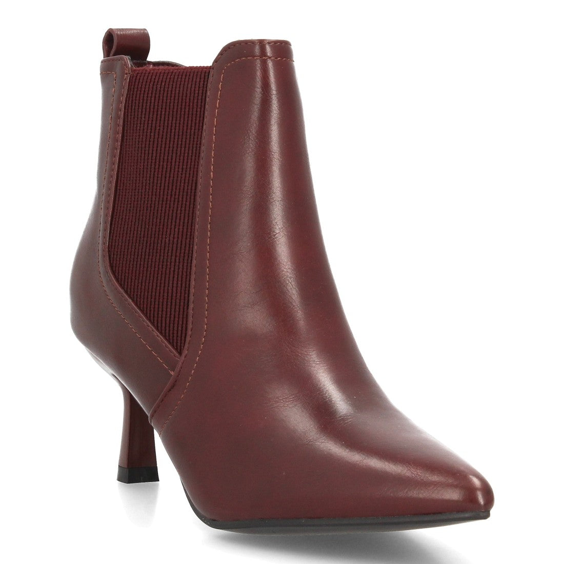 Botines Elegantes De Tacón Ancho Y Acabado Suave Para Mujer Color Burdeos en vista principal para mujer