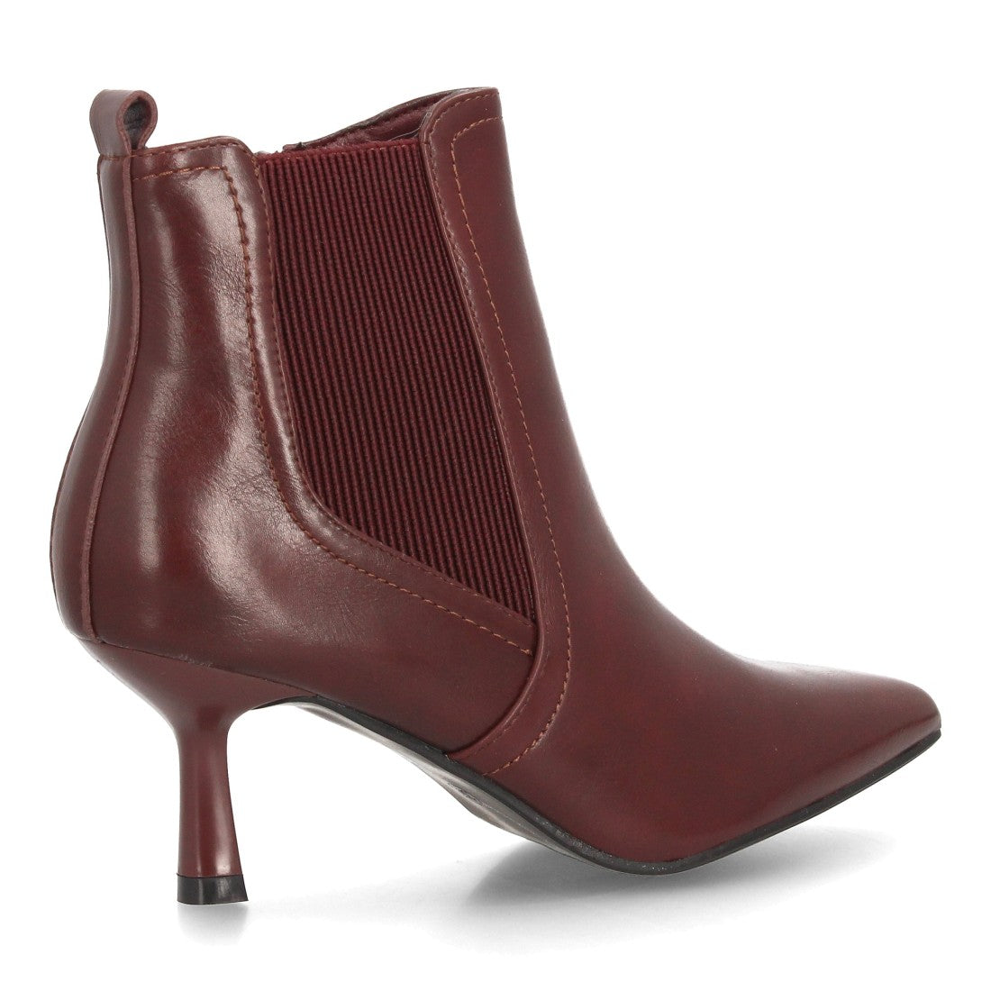 Botines Elegantes De Tacón Ancho Y Acabado Suave Para Mujer Color Burdeos en vista principal para mujer