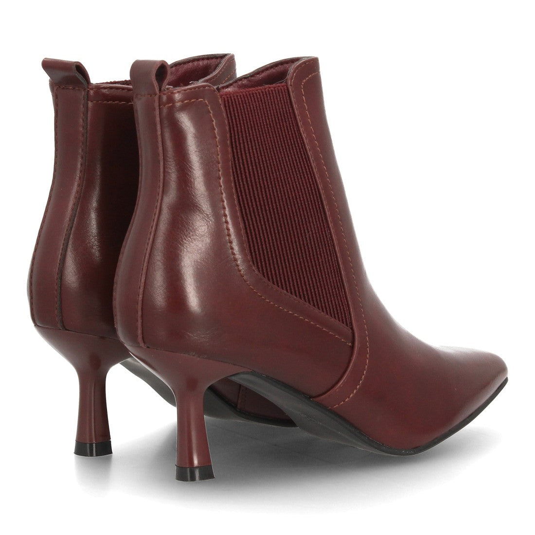 Botines Elegantes De Tacón Ancho Y Acabado Suave Para Mujer Color Burdeos en vista principal para mujer