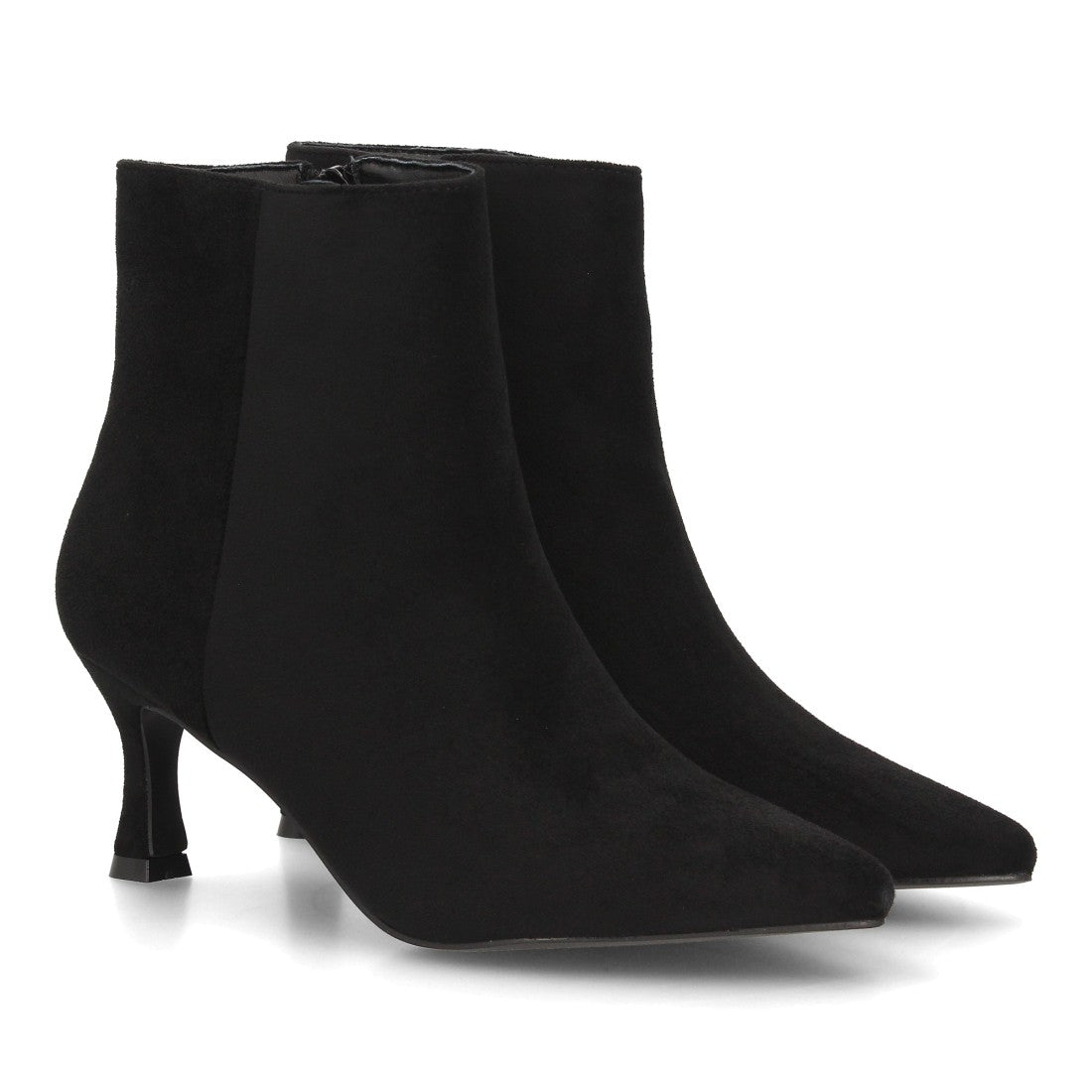Botines Elegantes De Tacón Ancho Y Acabado Suave Para Mujer Color Negro en vista principal para mujer