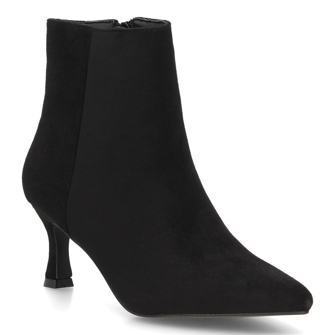 Botines Elegantes De Tacón Ancho Y Acabado Suave Para Mujer Color Negro en vista principal para mujer