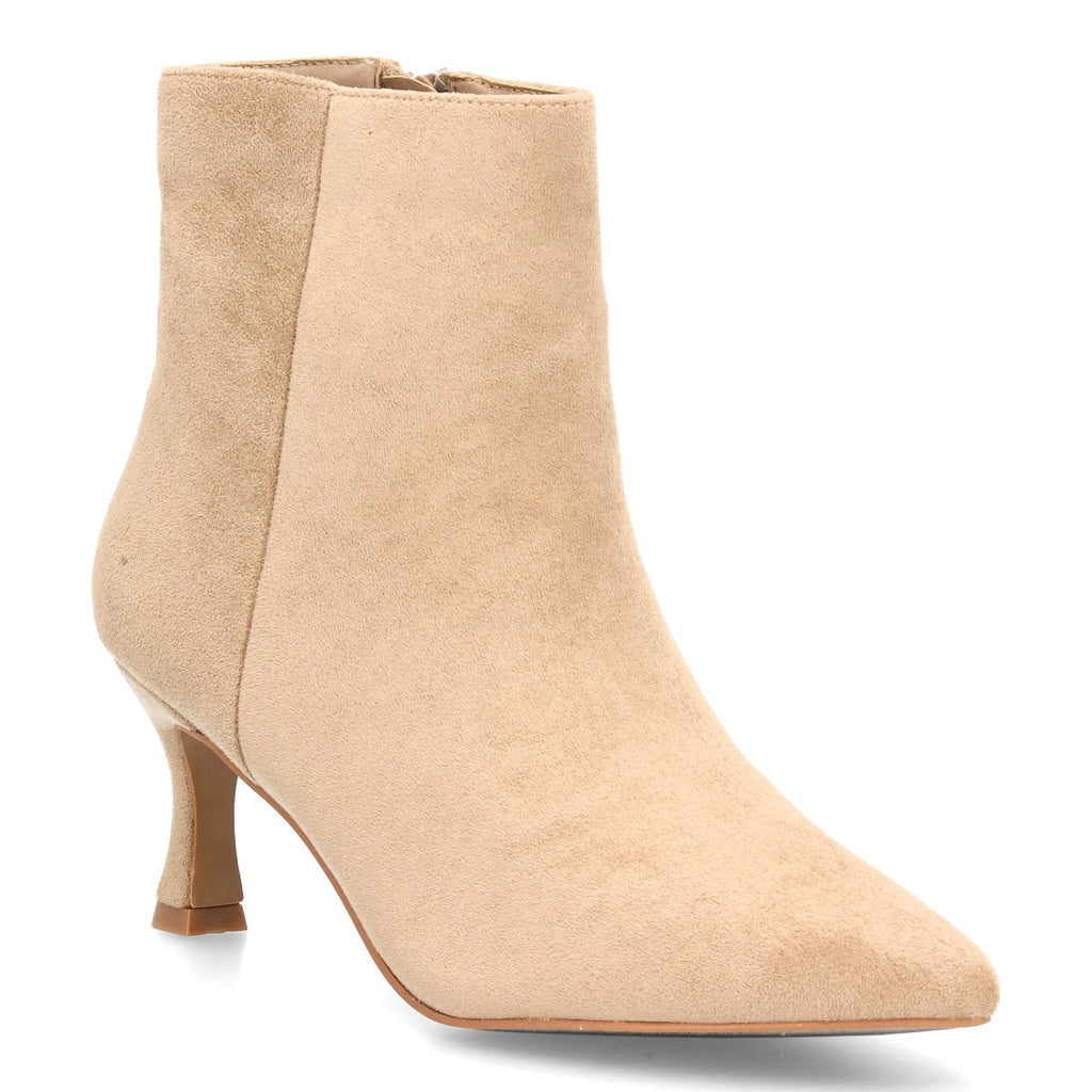 Botines Elegantes De Tacón Ancho Y Acabado Suave Para Mujer Color Kaki en vista principal para mujer