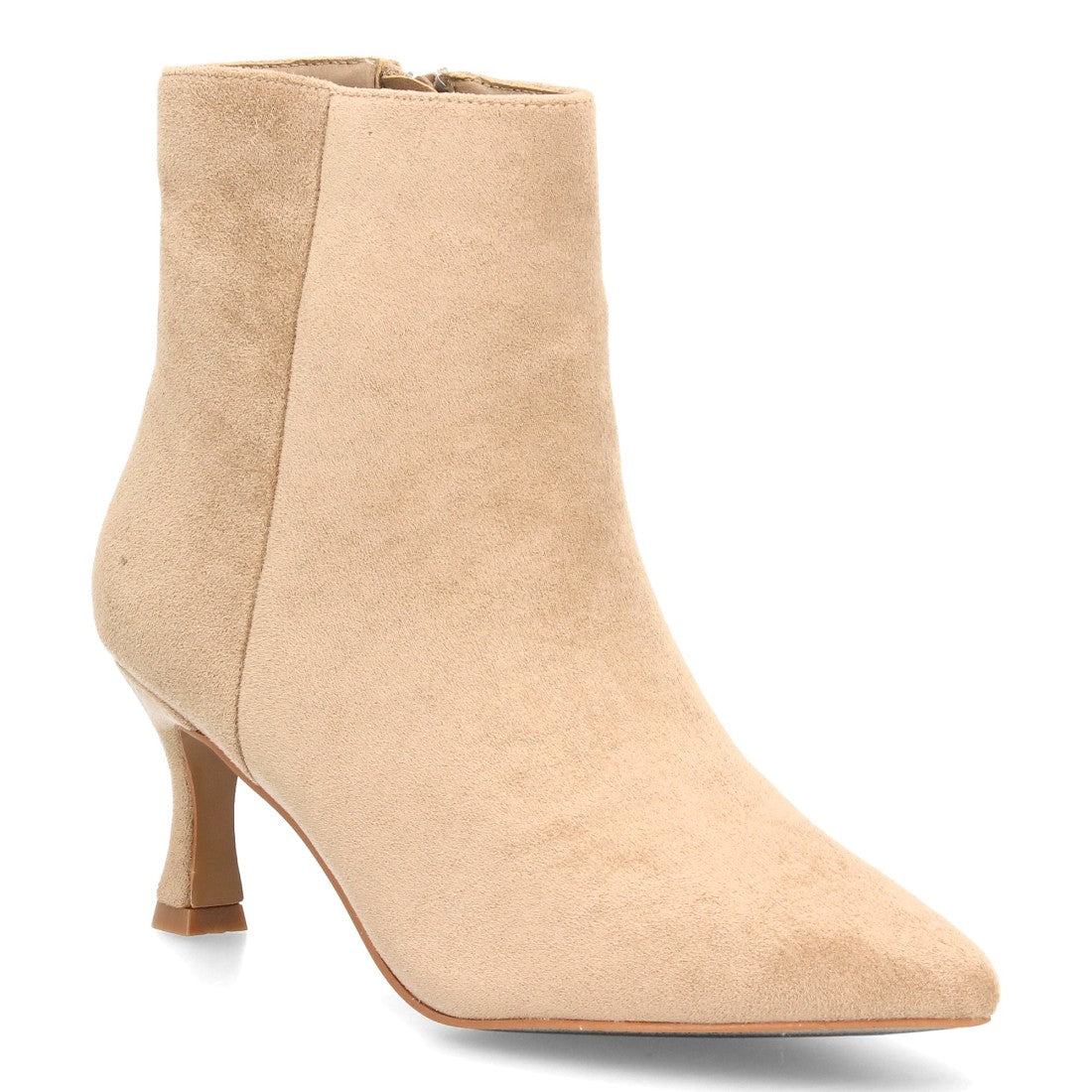 Botines Elegantes De Tacón Ancho Y Acabado Suave Para Mujer Color Kaki en vista principal para mujer