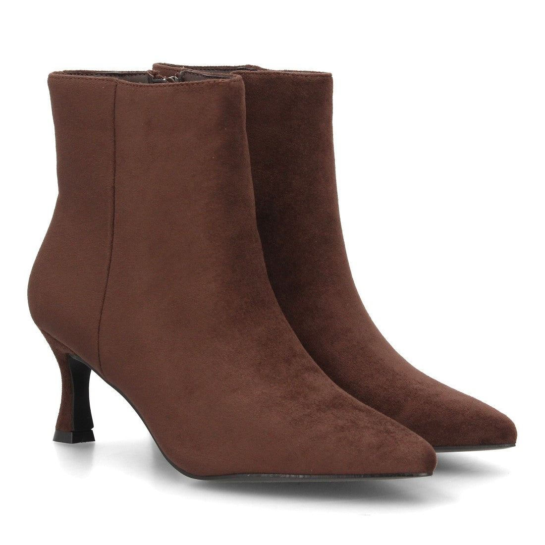 Botines Elegantes De Tacón Ancho Y Acabado Suave Para Mujer Color Marron en vista principal para mujer