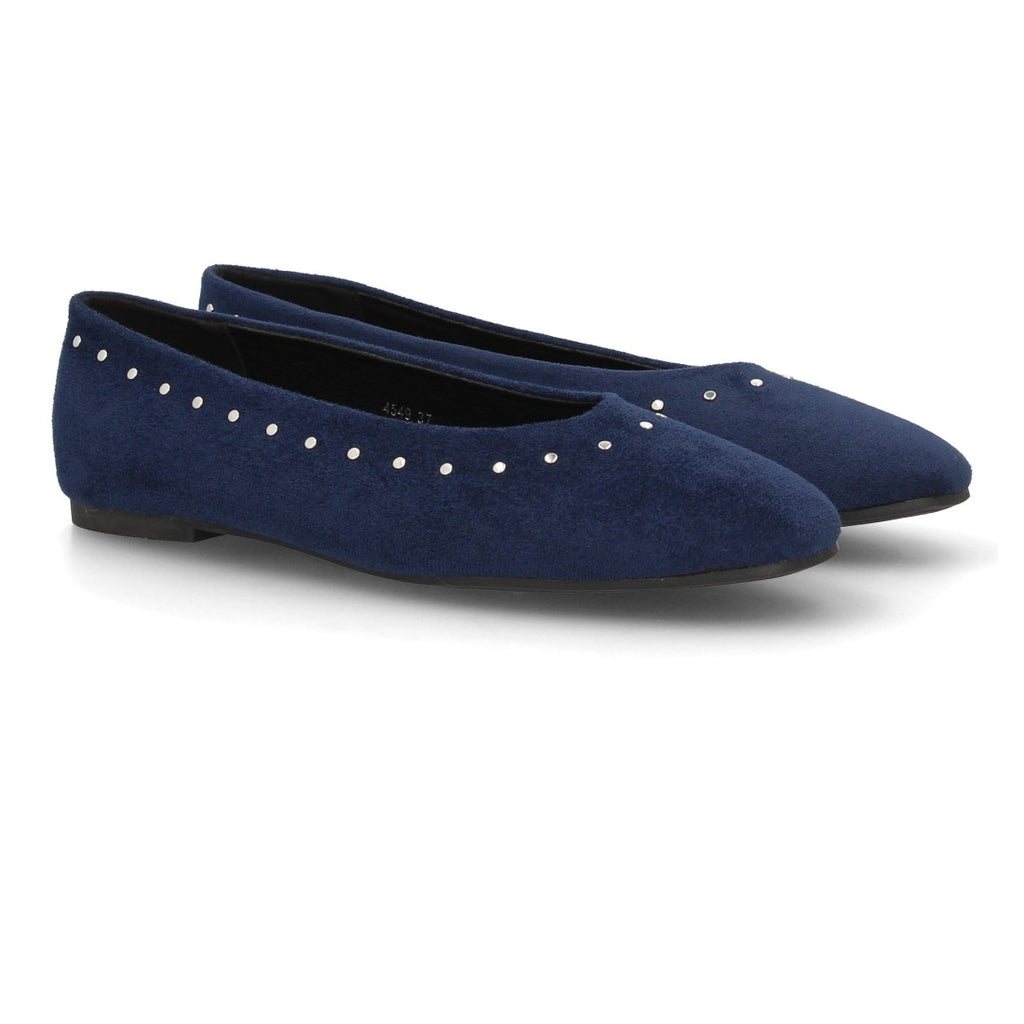 Bailarinas Planas Minimalistas Con Punta Redonda Y Detalle De Lazo Para Mujer Color Azul en vista principal para mujer
