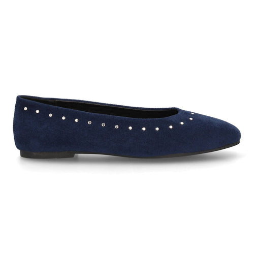Bailarinas Planas Minimalistas Con Punta Redonda Y Detalle De Lazo Para Mujer Color Azul en vista principal para mujer