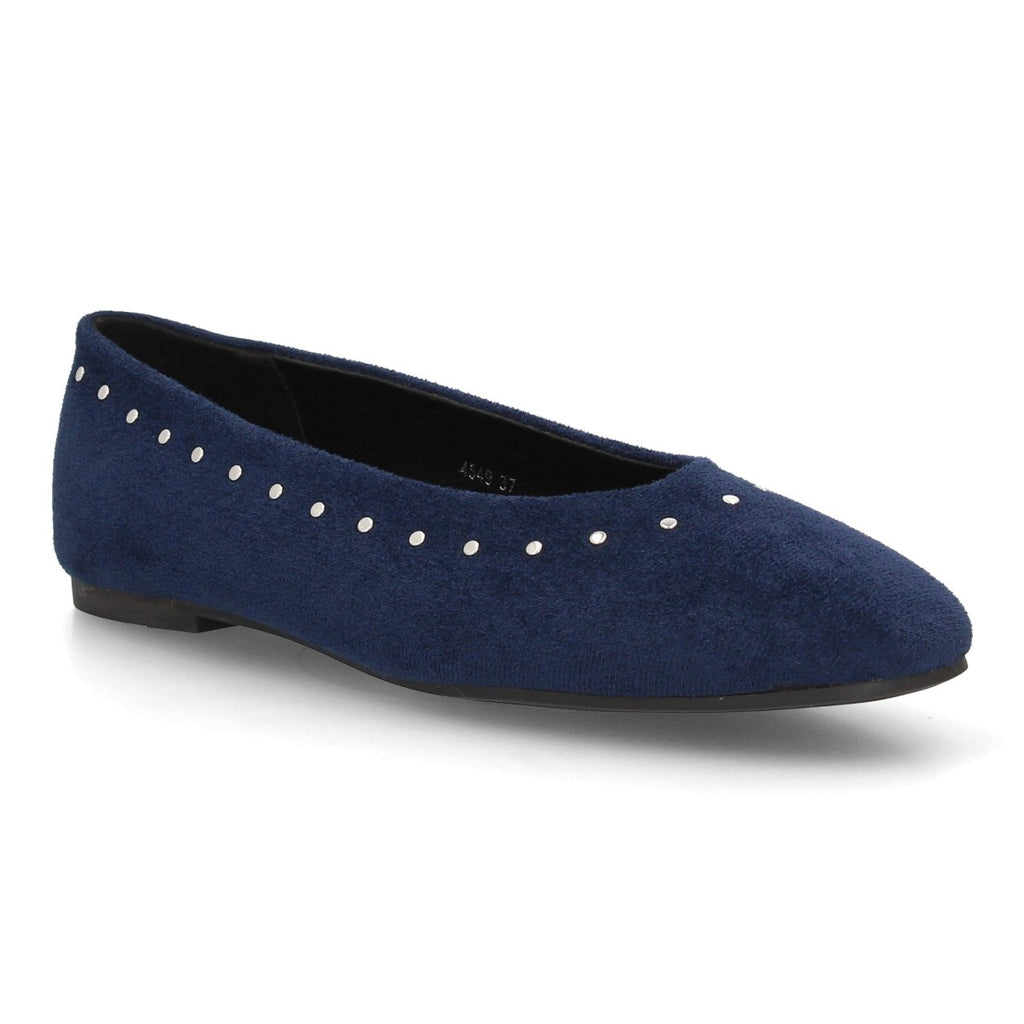 Bailarinas Planas Minimalistas Con Punta Redonda Y Detalle De Lazo Para Mujer Color Azul en vista principal para mujer