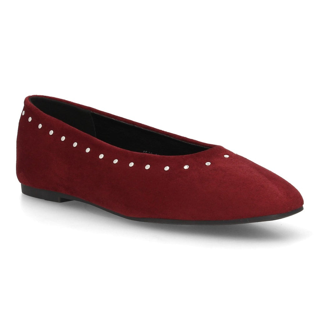 Bailarinas Planas Minimalistas Con Punta Redonda Y Detalle De Lazo Para Mujer Color Burdeos en vista principal para mujer