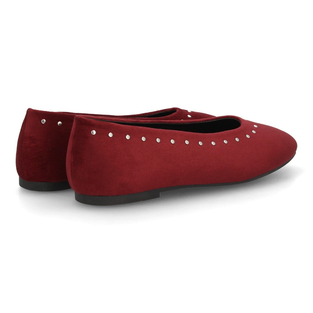 Bailarinas Planas Minimalistas Con Punta Redonda Y Detalle De Lazo Para Mujer Color Burdeos en vista principal para mujer
