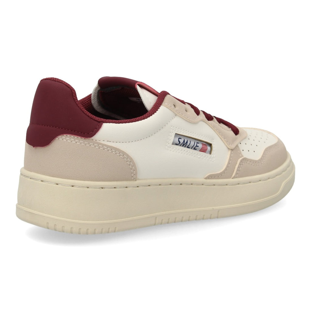 Deportiva estilo retro burdeos para mujer con paneles superpuestos en contraste