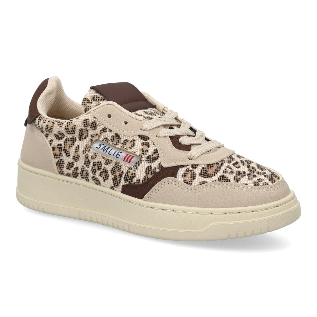Deportiva retro con estampado de leopardo para mujer y paneles a contraste