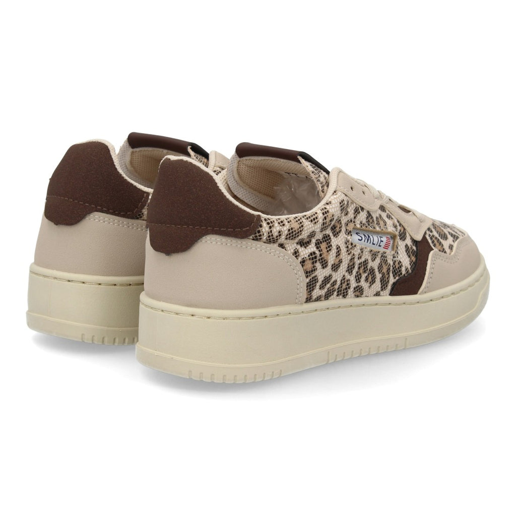 Deportiva retro con estampado de leopardo para mujer y paneles a contraste