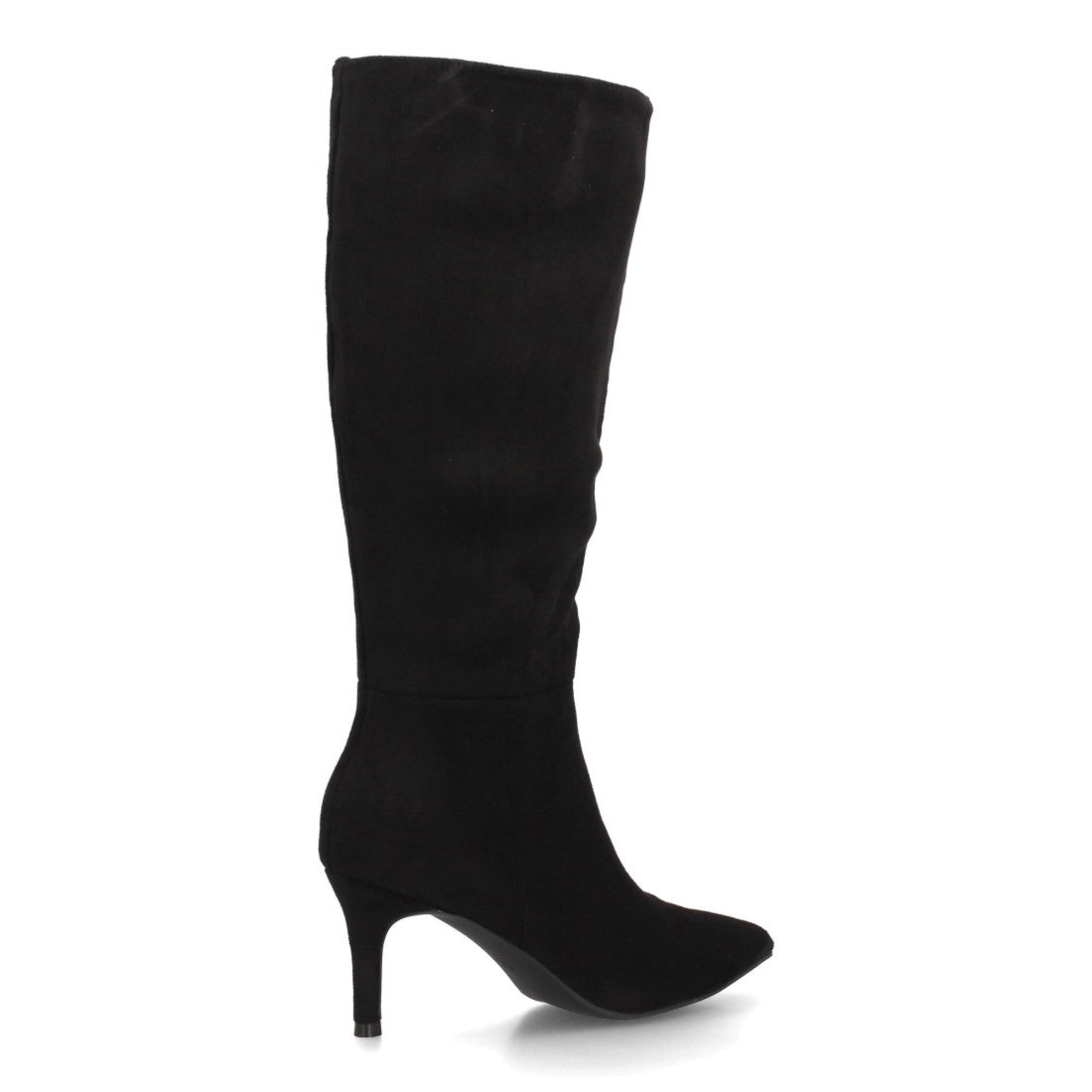 Botas altas de tacón fino en efecto ante negro para mujer